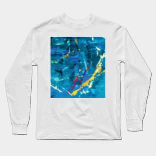 Paint Splatters on Blue Canvas Long Sleeve T-Shirt